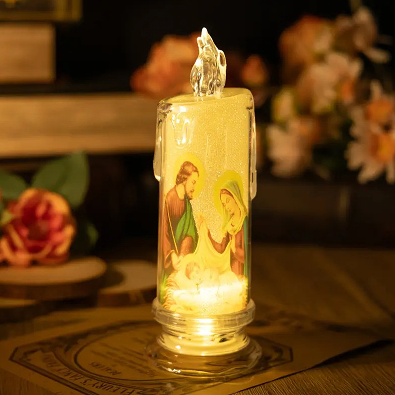 Silk Candle - يسوع عذراء المسيح LED شمعة مصباح